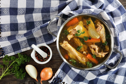 Pasture raised chicken organs and broth