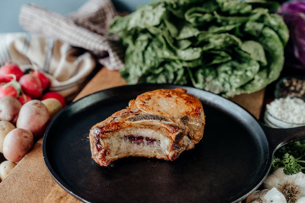 pastured ribeye pork chop grilled