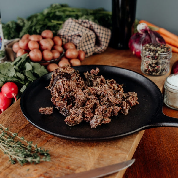 grassfed beef cheeks slow cooked
