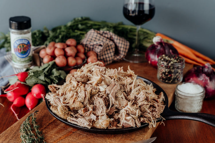 slow roasted pulled Pork Sirloin Roast, pasture-raised pork
