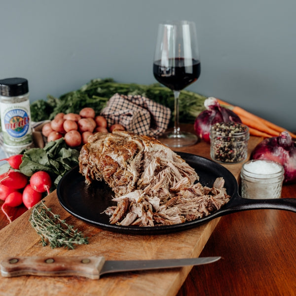 slow roasted pulled pork shoulder roast, pasture raised