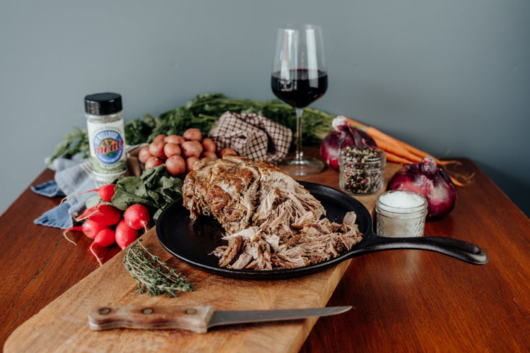 slow roasted pulled pork shoulder roast, pasture raised