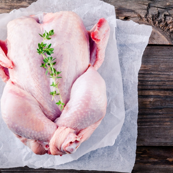 pastured whole chicken raw on wood