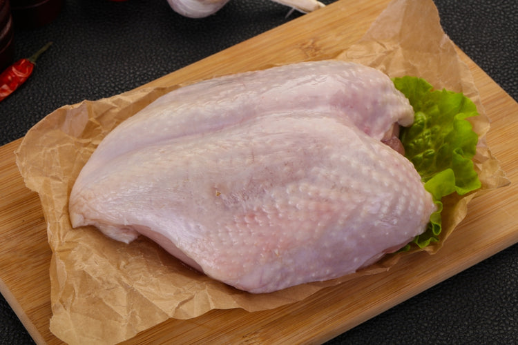 raw skin on chicken breast