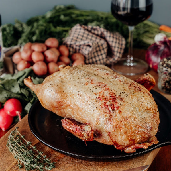 Pastured whole duck roasted