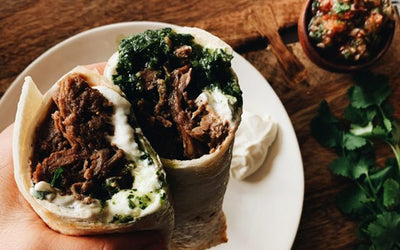 Slow Cooker Barbacoa Burritos with Chimichurri Sauce