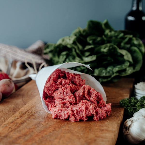 1 lb of ground bison in butcher paper