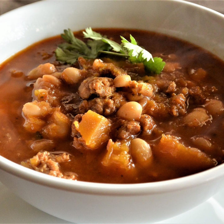 Moroccan sausage pumpkin and bean stew