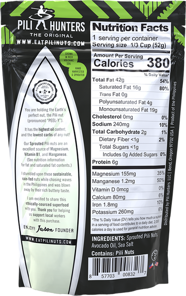 original pili hunters nuts package nutrition facts