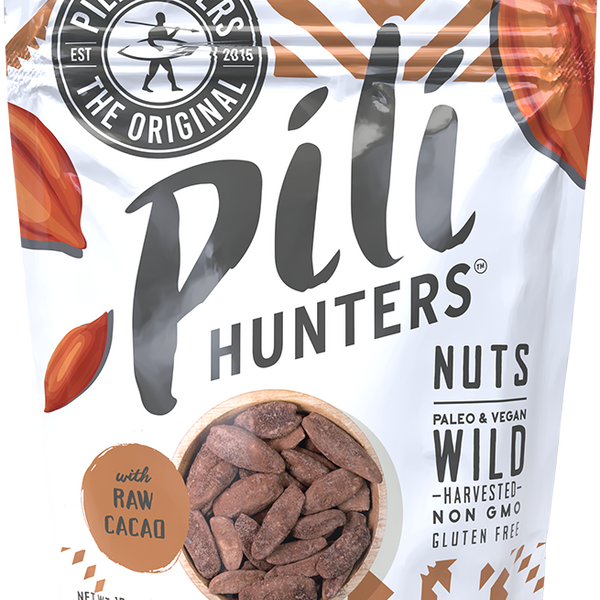 pili hunters nuts with raw cacao front of pkg
