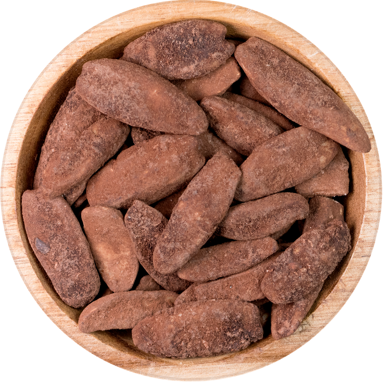 pili hunters nuts with raw cacao in a bowl