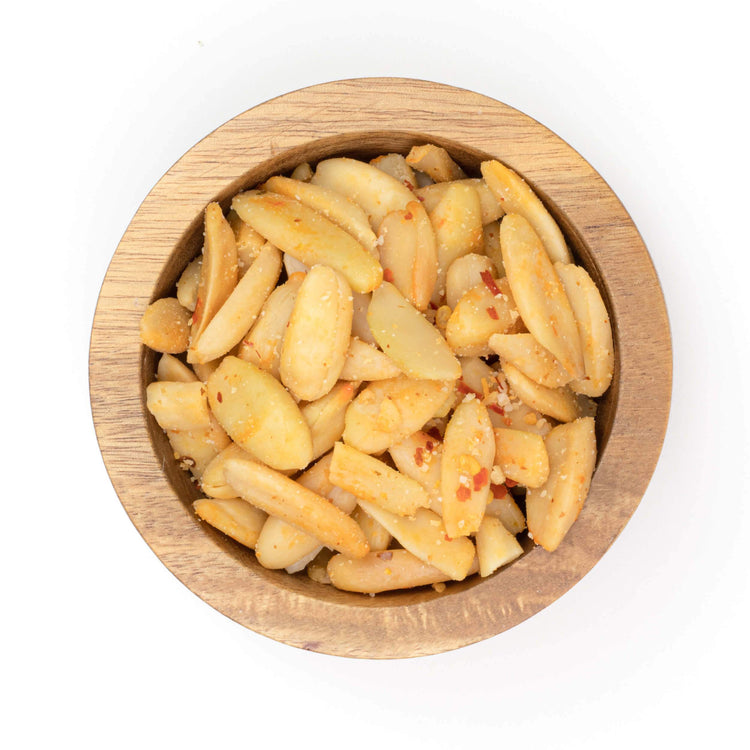 pili hunters spicy chili nuts in a bowl