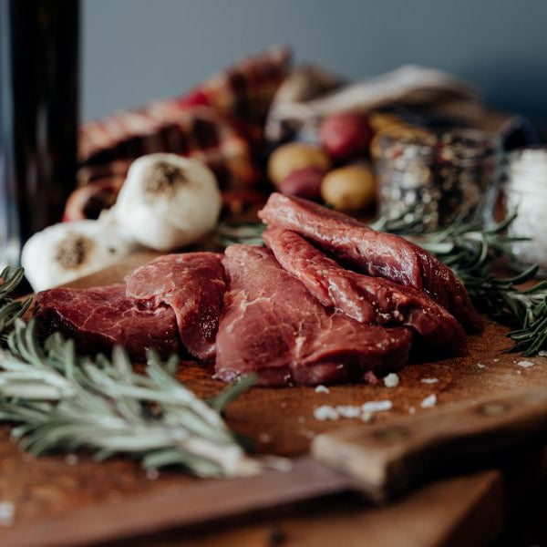 Grassfed Beef Sandwich Steaks on cutting board