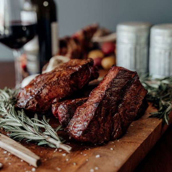 Grassfed Beef Flat Iron Steaks Cooked