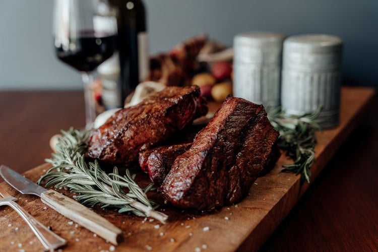 Grassfed Beef Flat Iron Steaks Cooked