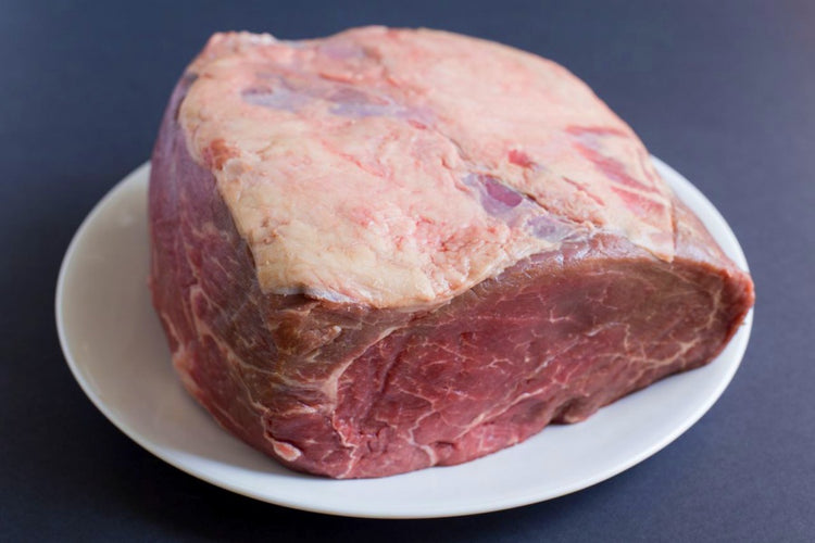 grassfed beef heart of shoulder roast on plate