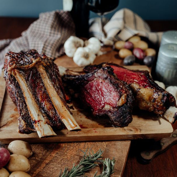 Grassfed Beef Standing 4-rib Roast cooked