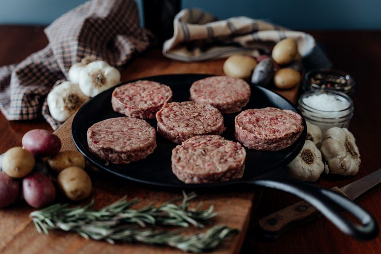 Grassfed Beef Sliders on skillet