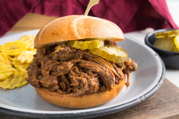 Shredded BBQ Beef on a bun