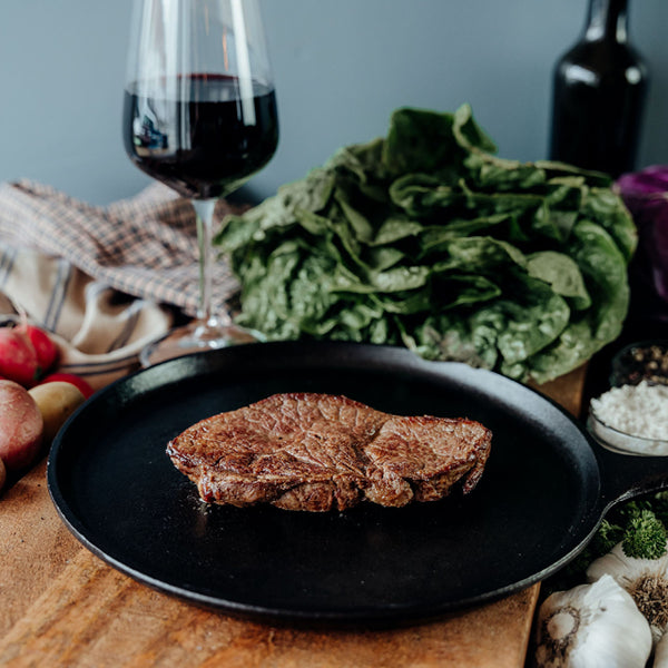 Cooked Grass-Fed Bison Steak On Pan