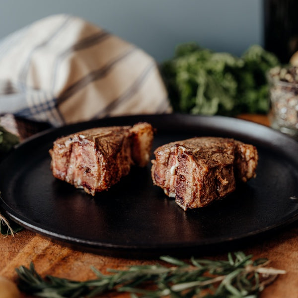 Grassfed Lamb Loin Chops Cooked on skillet