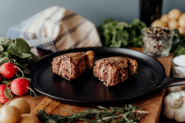 Grassfed Lamb Loin Chops Cooked on skillet