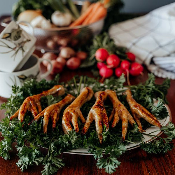pastured chicken feet cooked, homemade broth ingredients