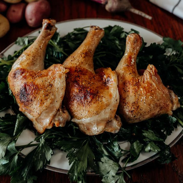 Pastured Chicken Leg Quarters cooked