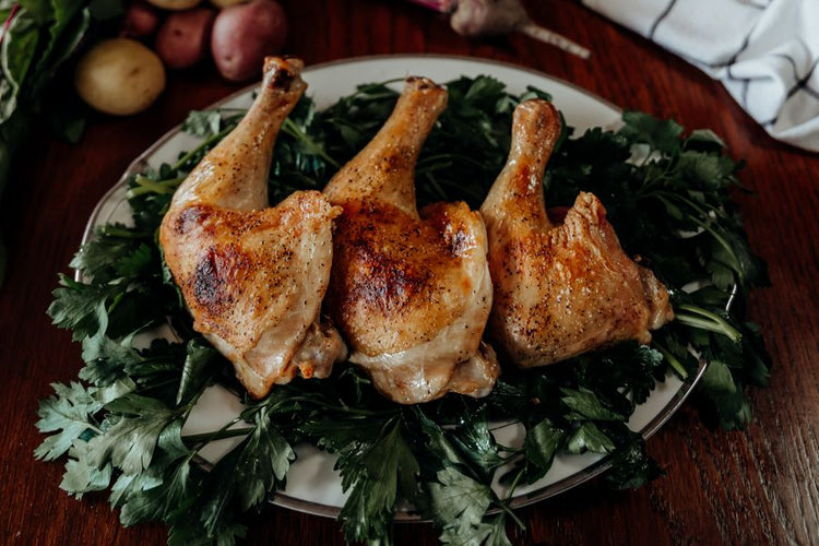 Pastured Chicken Leg Quarters cooked