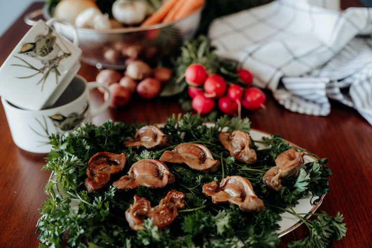 Cooked chicken gizzards pastured