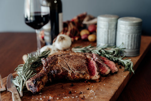 Grass fed tomahawk ribeye steak