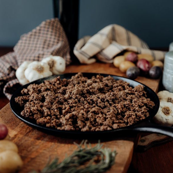 ground beef browned in skillet