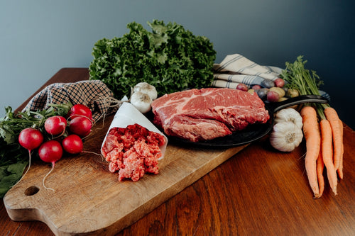 Fresh Chilled Grassfed roast and ground beef