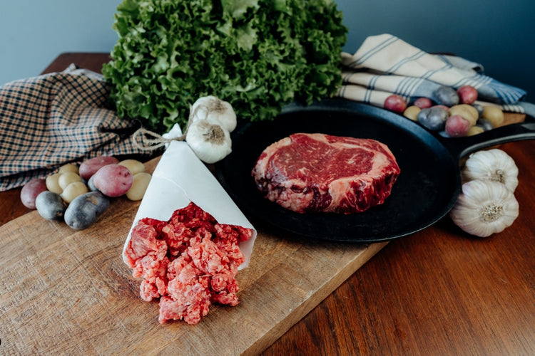 fresh chilled grassfed beef steak and ground bundle