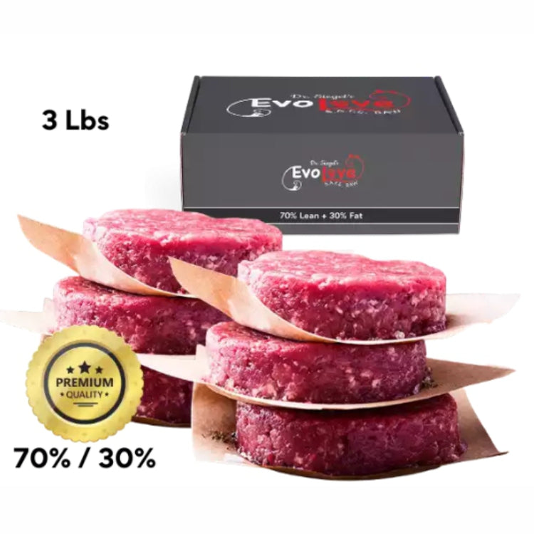 3 lbs - 16 (3 oz) Frozen Raw Sliders - 70/30 (Health Challenged Pets)