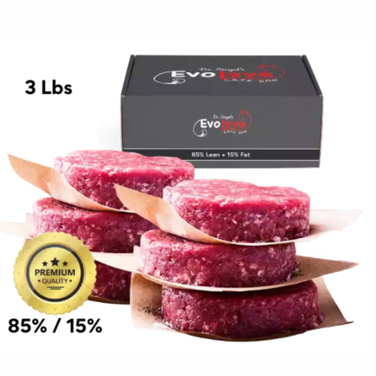 3 lbs - 16 (3 oz) Frozen Raw Sliders - 85/15 (Healthy Pets)