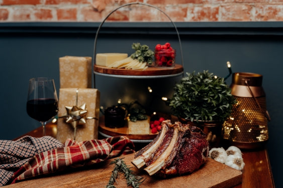 2-rib standing roast, holiday theme
