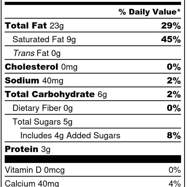 pili hunters nuts nutrition panel, ingredients