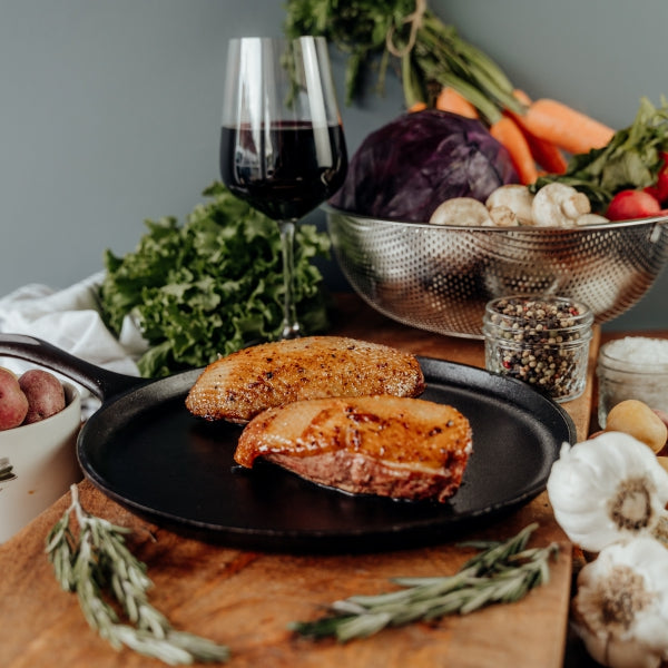 pastured duck breasts roasted