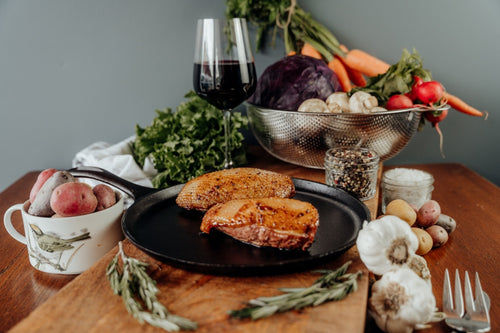 pastured duck breasts roasted