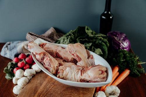 pastured chicken backs in dish