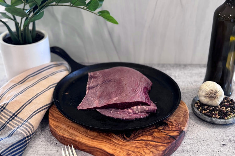 sliced beef spleen on skillet