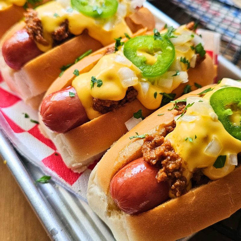 Chili Cheese Dogs with Easy Homemade Hot Dog Chili