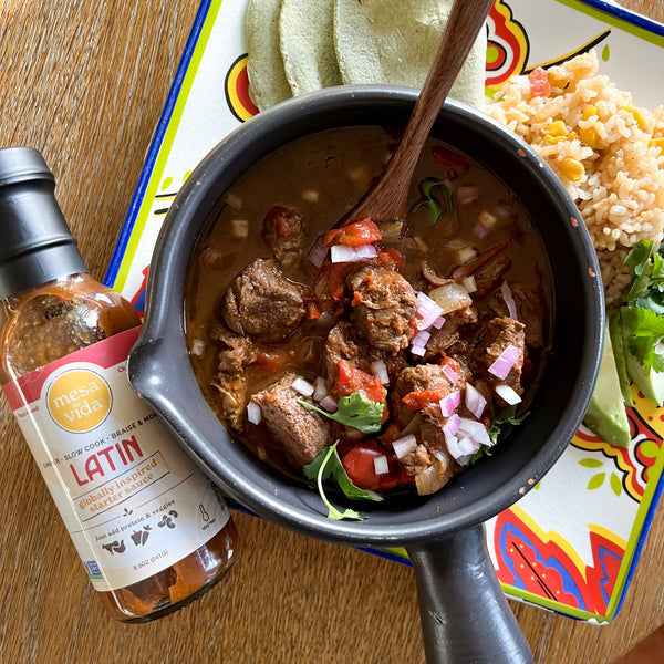 Crockpot Chili Colorado with Mesa de Vida Latin Sauce