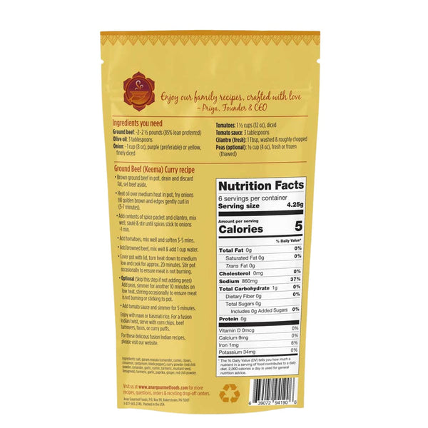 Back of a food packaging with nutritional information and ingredients list on a white background