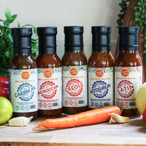 5-Pack Globally Inspired Cooking Sauce Variety Bundle - Caribbean, Moroccan, Creole, Mediterranean, & Latin