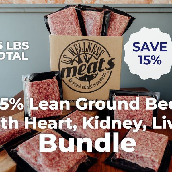 Packaged USWM 100% grass-fed organ blend ground beef bundle 