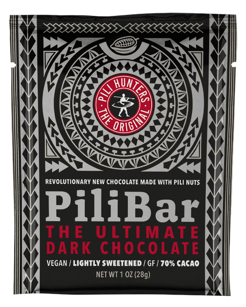 pili hunters chocolate bar, dark chocolate