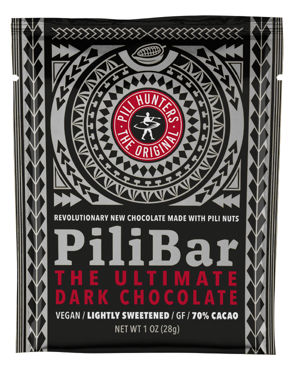 pili hunters chocolate bar, dark chocolate