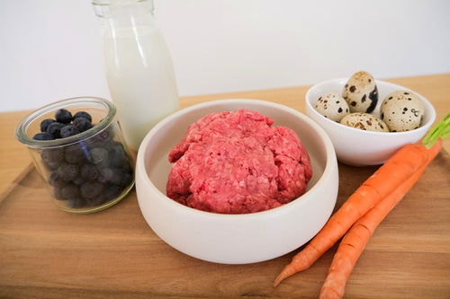 Raw Beef Pet Burger in a bowl
